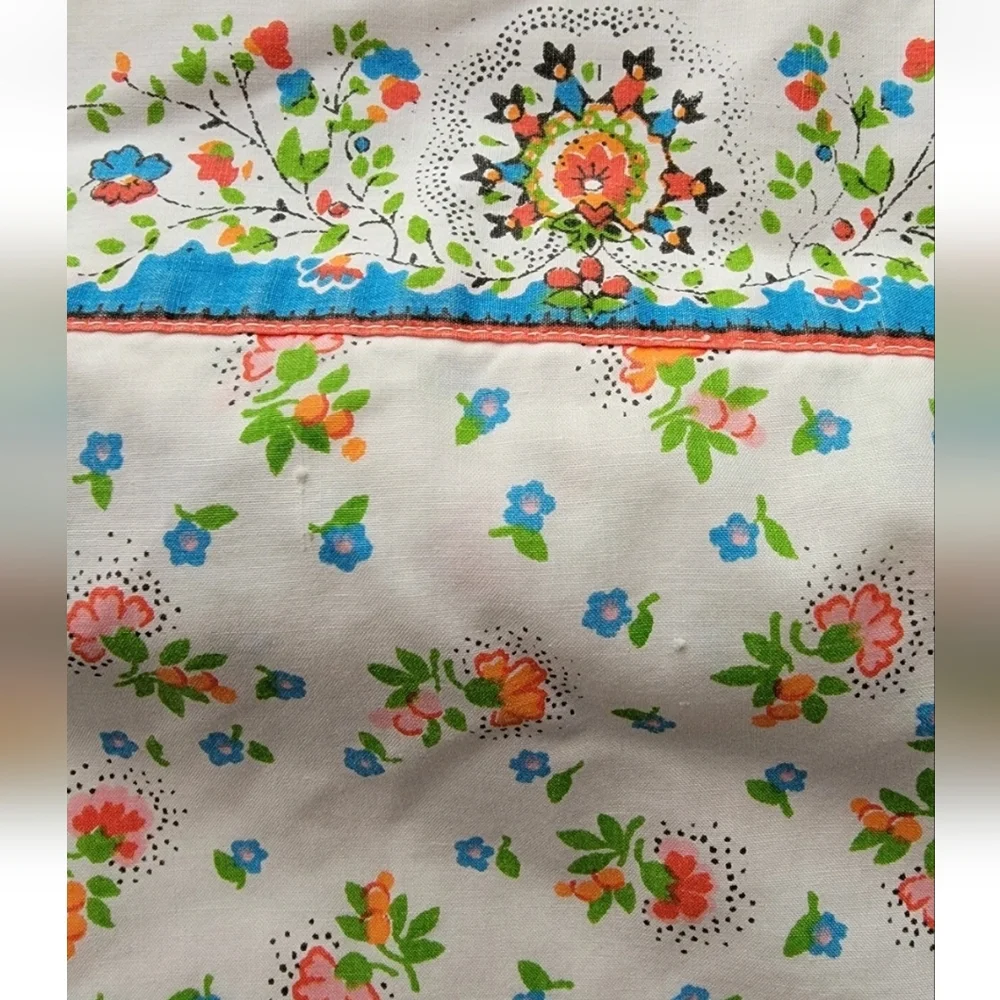 JCPenney 70's Floral Muslin Fitted Flat Sheet Pillowcase Full Size 3 Pc Set